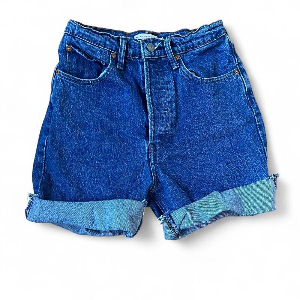Levis Ribcage Premium Denim Button Fly High Rise Cutoff Shorts Size 27
